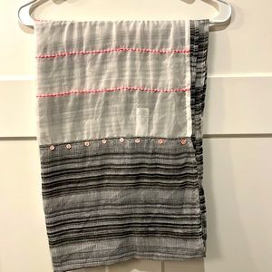 Gray, white, pink scarf